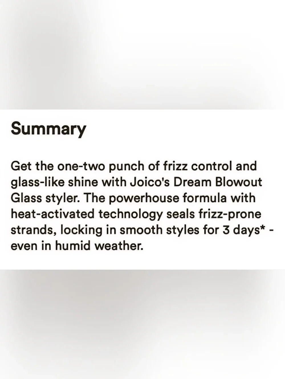 JOICO DREAM BLOWOUT GLASS 72 HOUR FRIZZ-FIGHTER.
